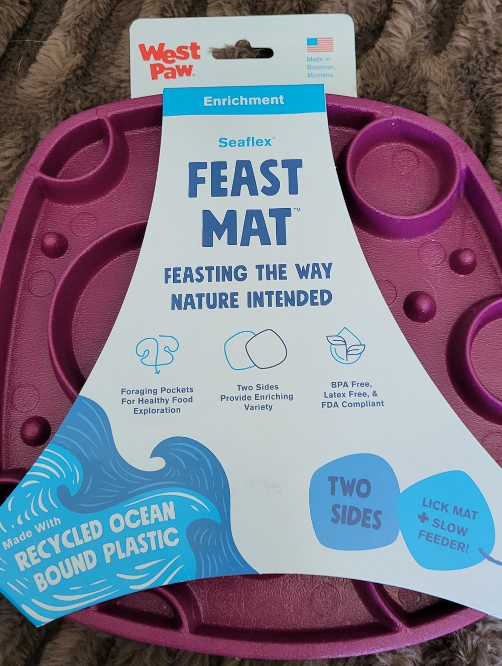 West Paw Feast Mat Slow Feeder Lick Mat - Purple